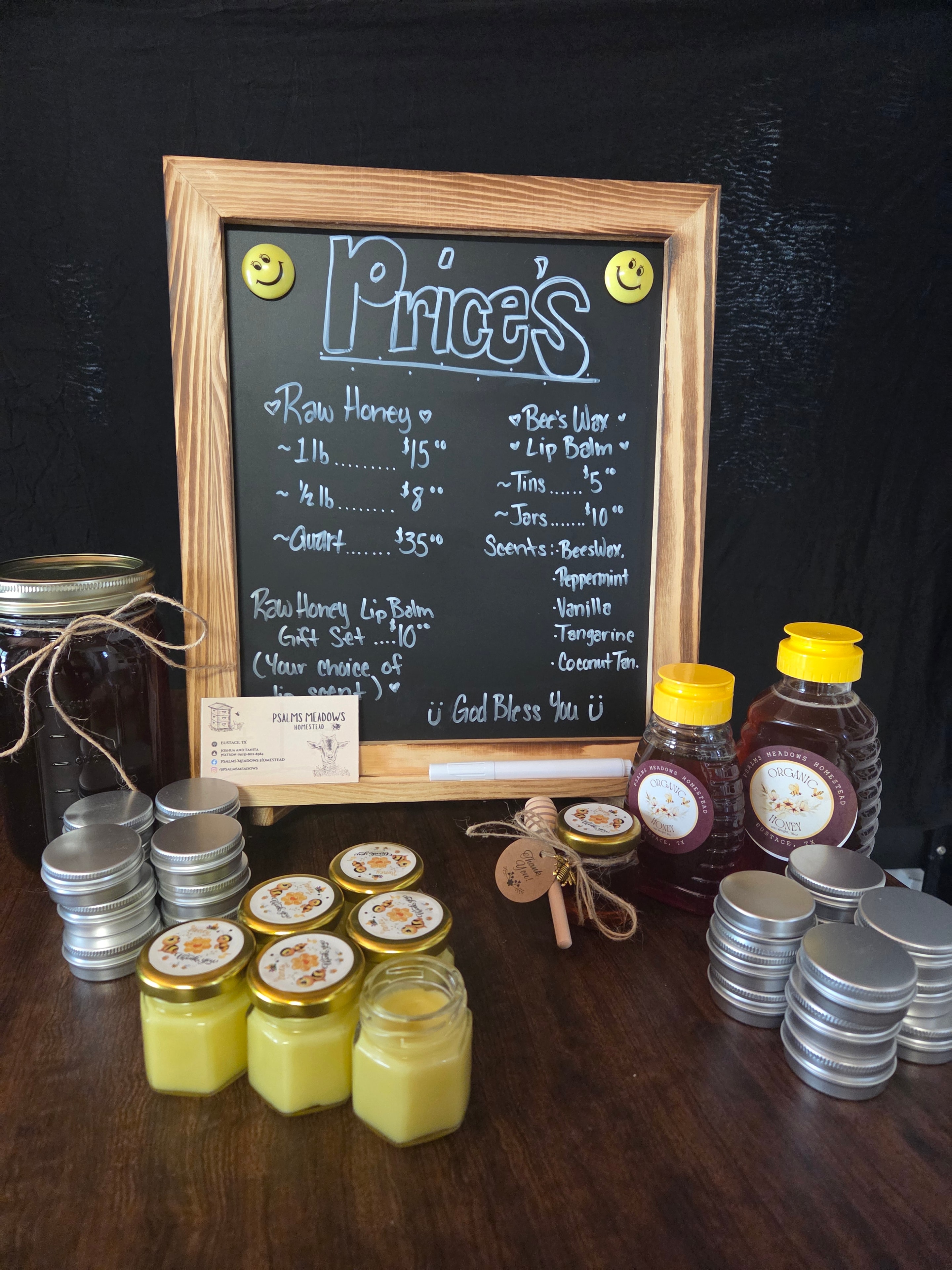 Our honey and beeswax products at the market